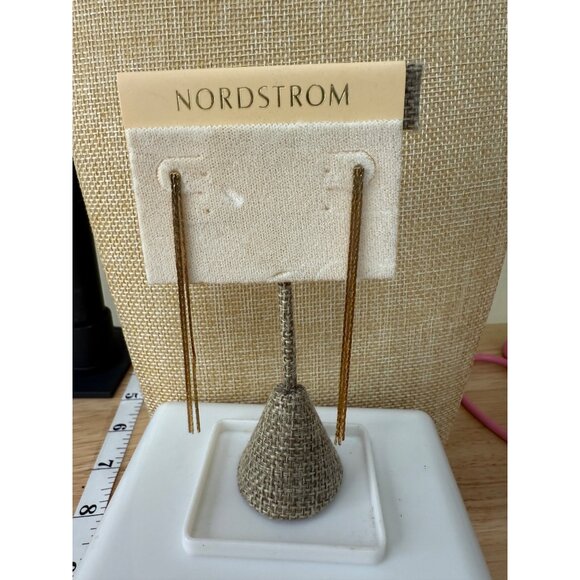 Nordstrom Gold-Tone Long Dangle Earrings Elegant Chain Design For Women - Picture 9 of 9